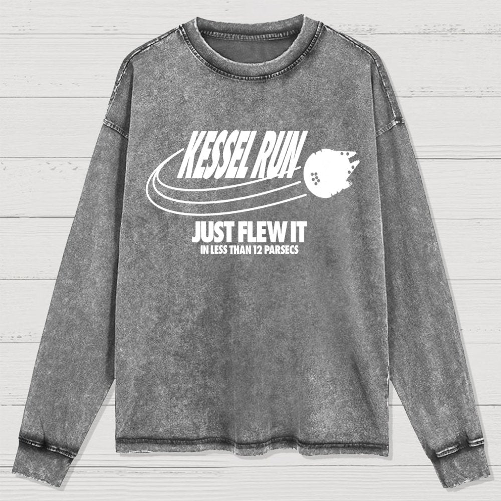 Galactic Run Just Flew It Washed Long Sleeve Tee