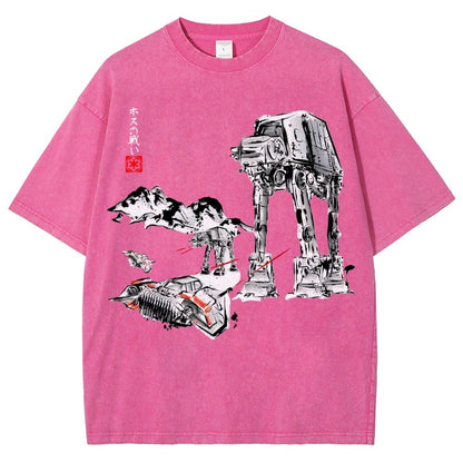 Battle In The Snow Sumi-E Vintage Distressed T-shirt