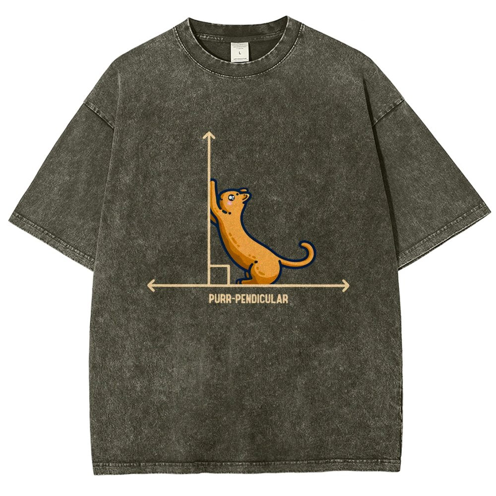 Purr-Pendicular Cute Maths Cat Premium Vintage Distressed T-shirt