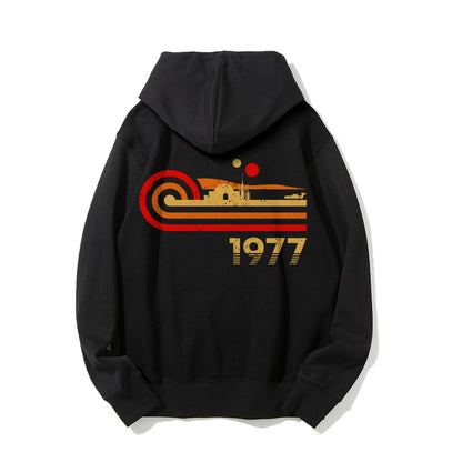 Retro Vintage Desert Planet Printed Back Unisex Cotton Hoodie