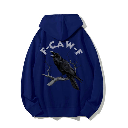 F-Caw-F Funny Crow Printed Back Unisex Cotton Hoodie