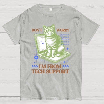 Don't Worry I'm From Tech Support Cat Geek T-Shirt