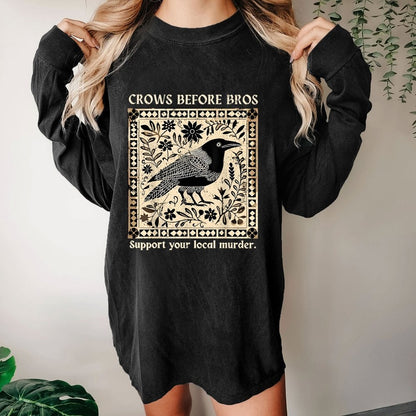 Crows Before Bros Washed Long Sleeve Tee