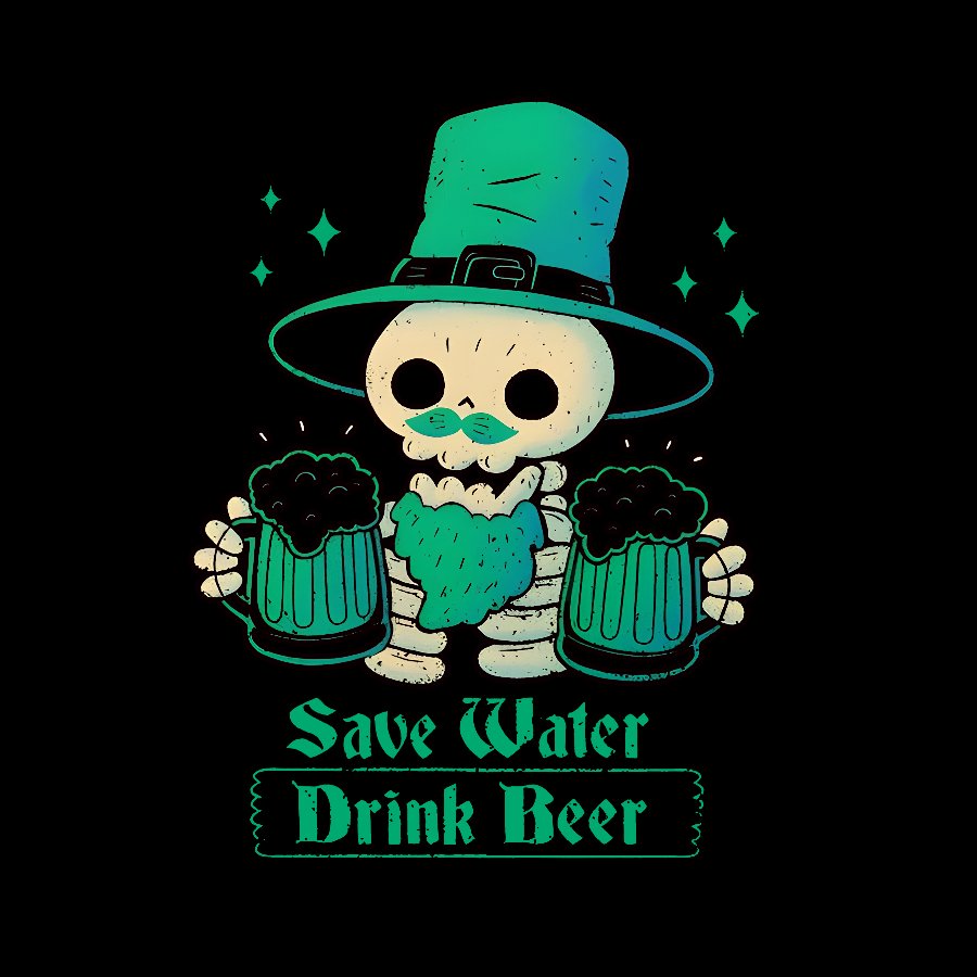Skeleton St Patrick drinks Beer Geek T-Shirt