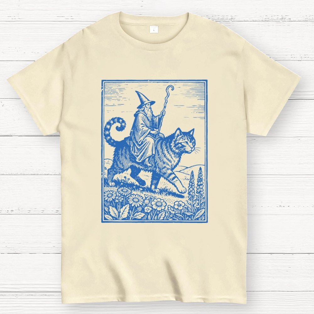 Wizard Cat Rider Geek T-Shirt