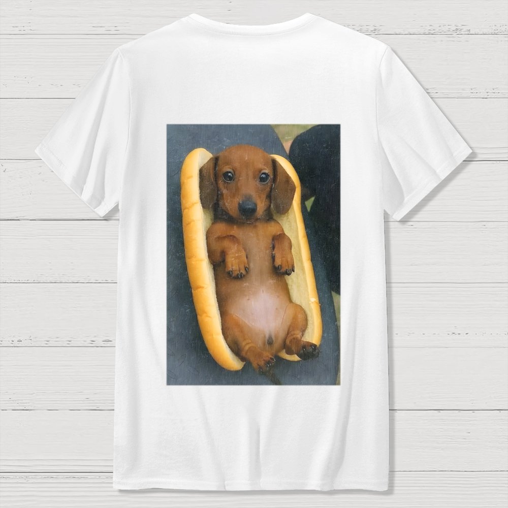REAL HOT DOG  Back Printing Geek T-Shirt