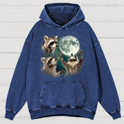 Three Raccoons Moon  Vintage Distressed Hoodie