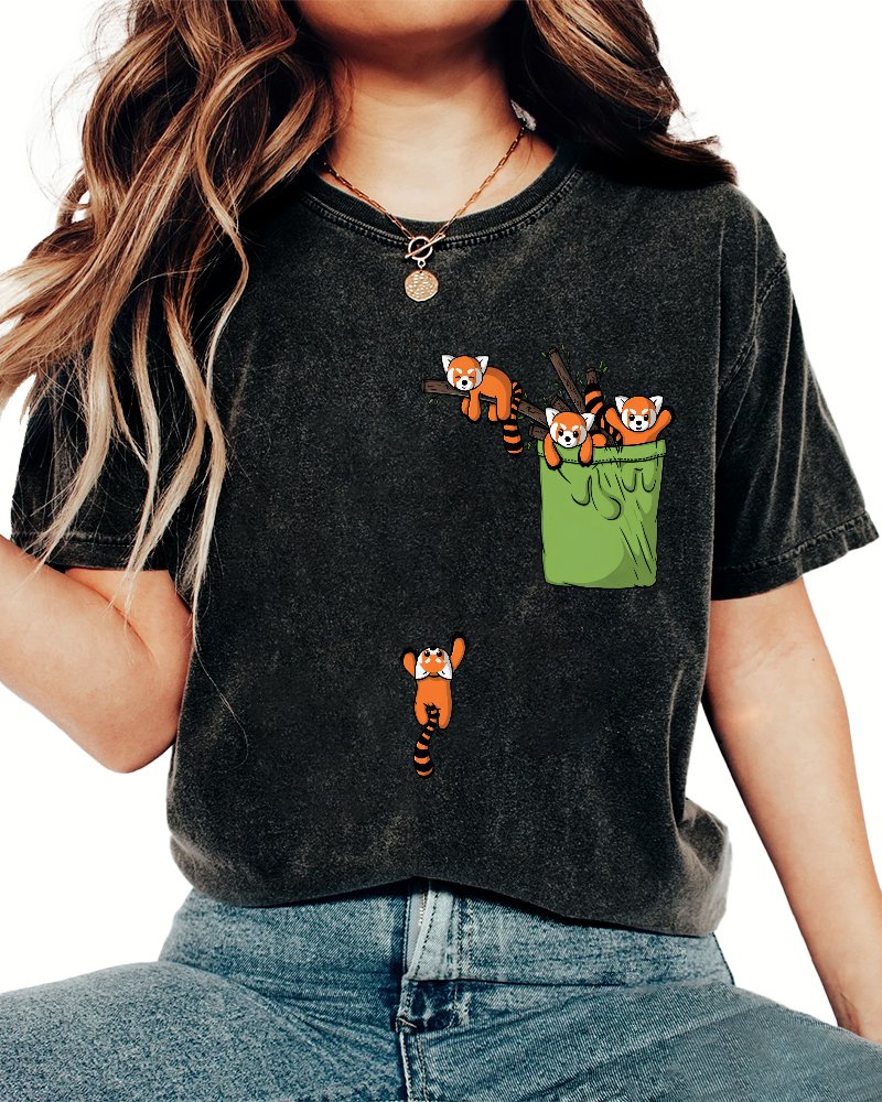 Pocket Red Panda Vintage Distressed T-shirt