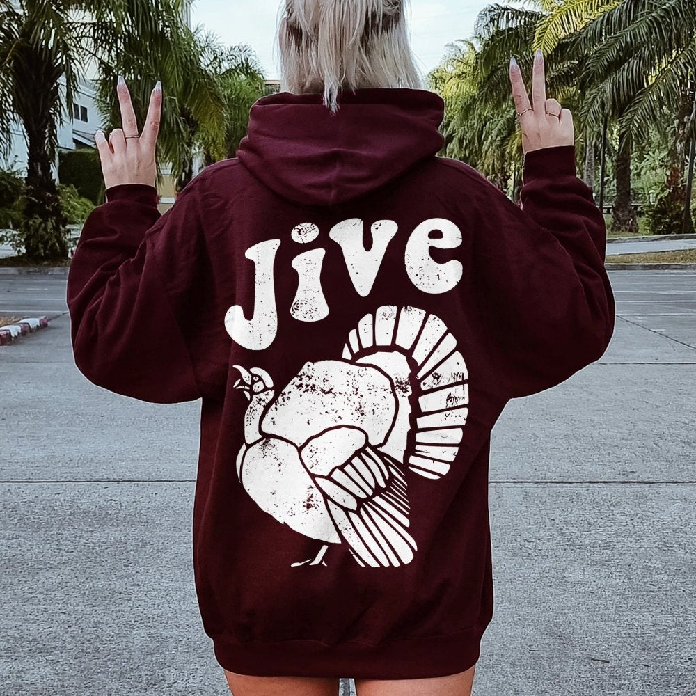 Jive Turkey Printed Back Unisex Cotton Hoodie