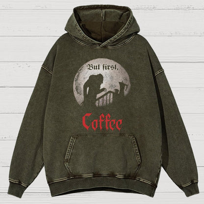 But First, Coffee Vintage Distressed Hoodie