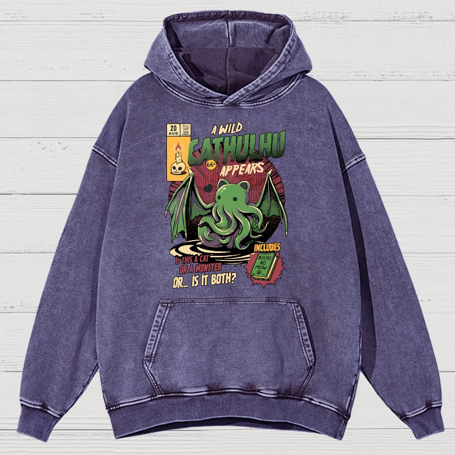 Cathulhu Round Vintage Distressed Hoodie