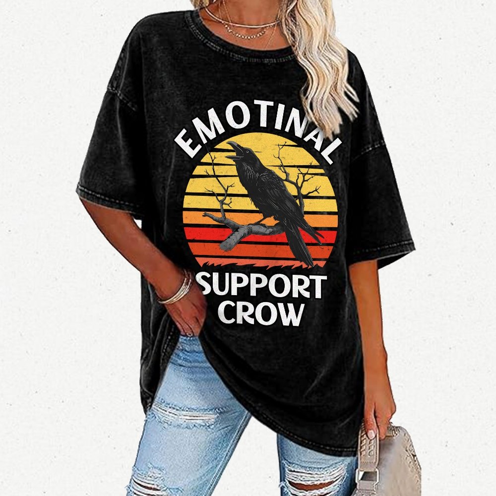 Emotional Support Crow Vintage Distressed T-shirt