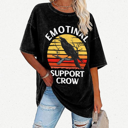Emotional Support Crow Vintage Distressed T-shirt