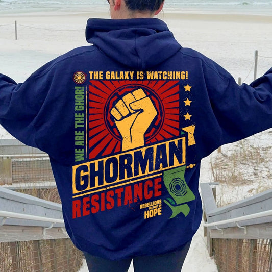 Galactic Resistance Printed Back Cotton Hoodie