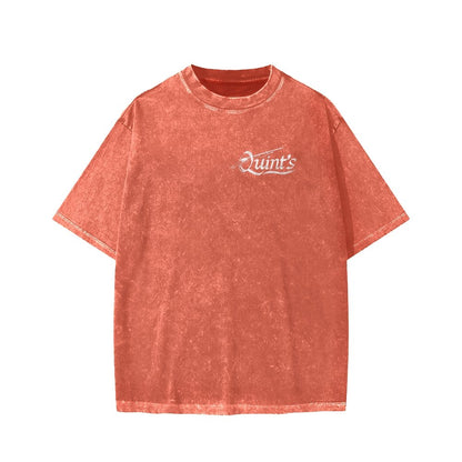 Captain's Shark Fishing Front And Back Printing Washed T-shirt