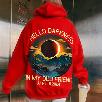 Hello Darkness My Old Friend Nerdy Graphic Geek Printed Back Cotton Hoodie