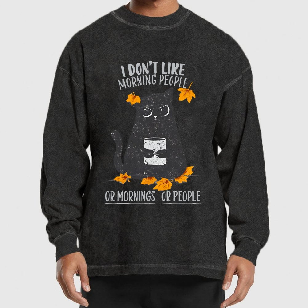 No Mornings No People Washed Long Sleeve Tee