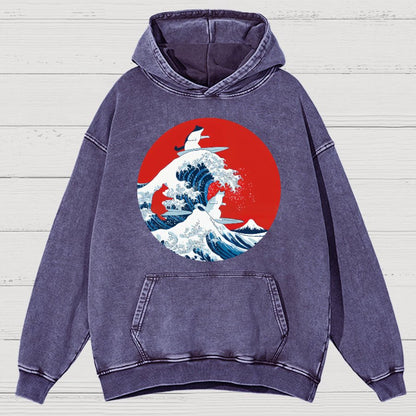 Surfing Cat Funny Vintage Distressed Hoodie