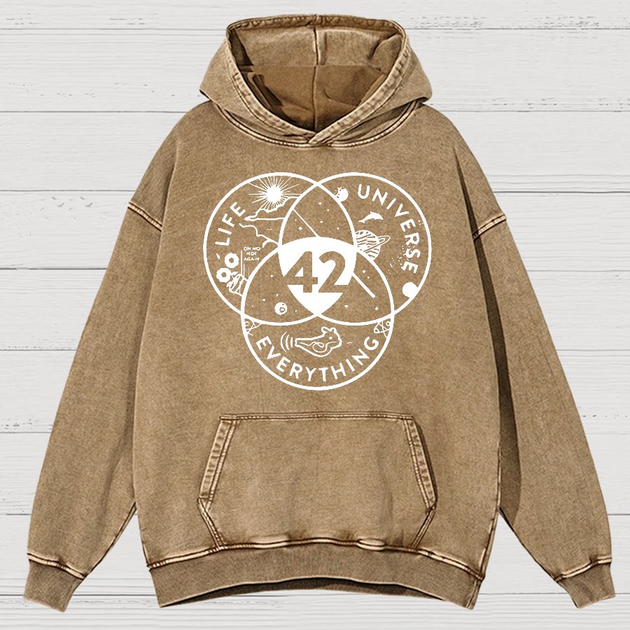 42 Answer To Life The Universe Vintage Distressed Hoodie