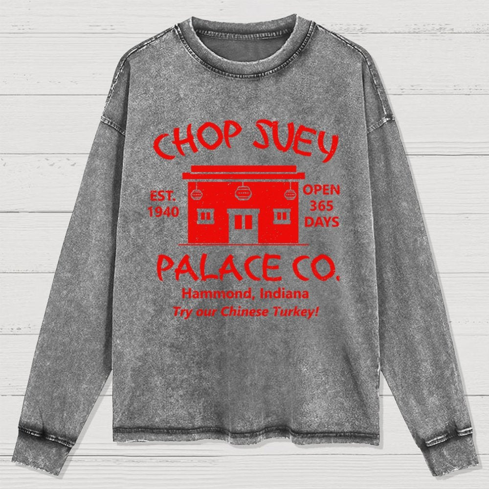 Christmas Story Mysterious Eatery Washed Long Sleeve Tee