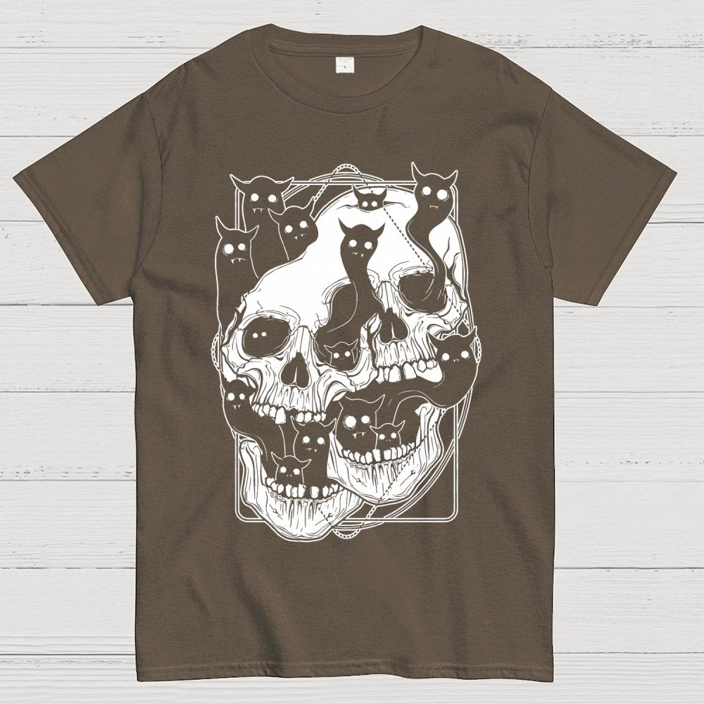 Cat Ghost Double Skull Unisex Geek T-Shirt