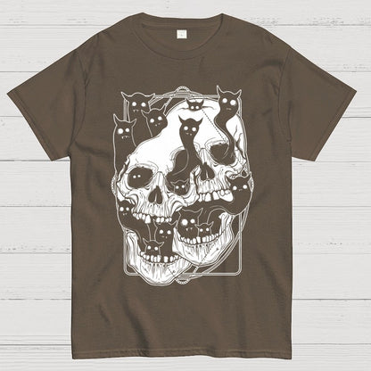 Cat Ghost Double Skull Unisex Geek T-Shirt