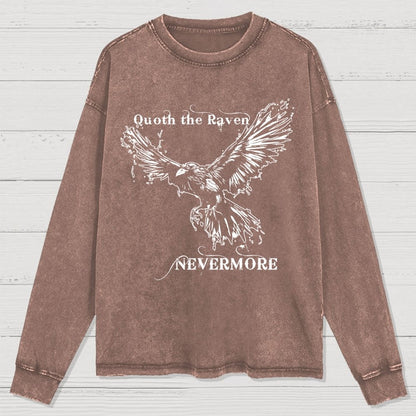 Quoth the raven Nevermore Washed Long Sleeve Tee