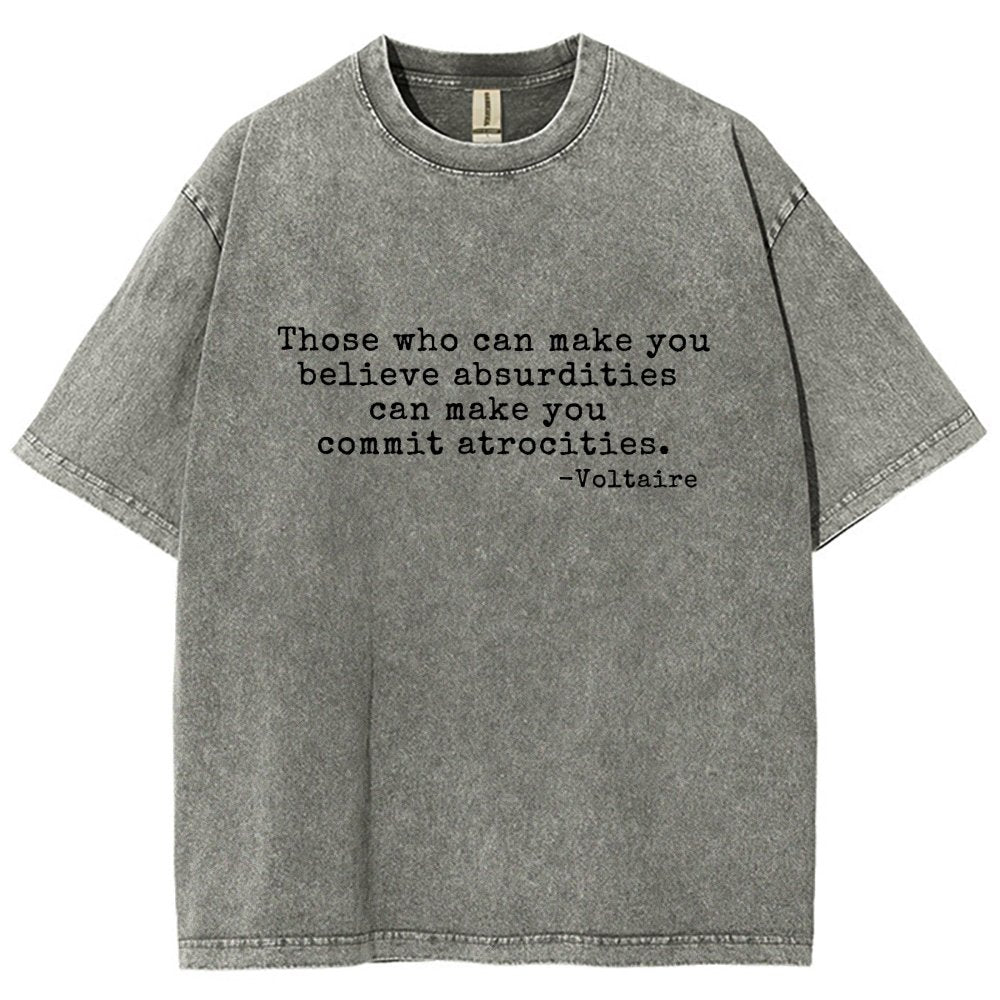 Voltaire Quote: Anti-Violence Politics Vintage Distressed T-shirt 2602000182