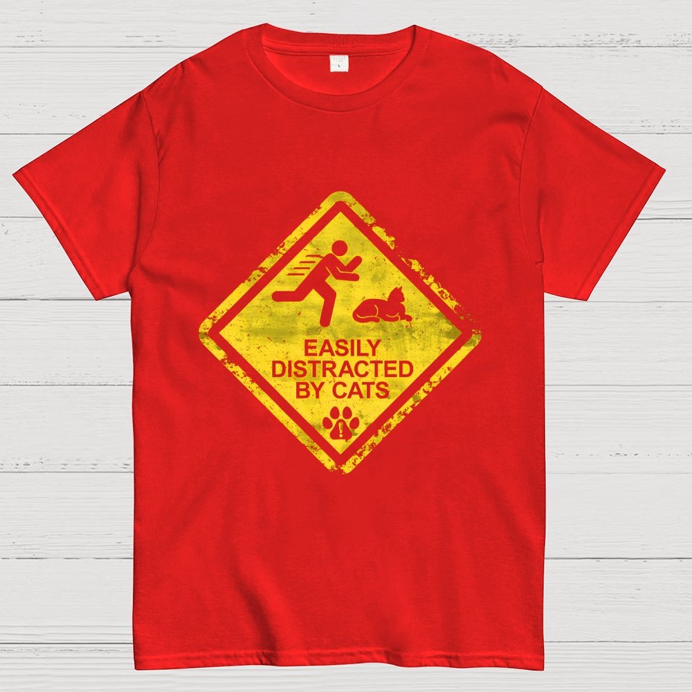 Cat Distraction Warning Geek T-Shirt