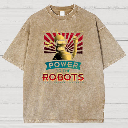Power To The Robots Vintage Distressed T-shirt