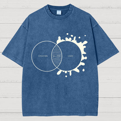 Balance Between Structure and Chaos Geek Vintage Distressed T-shirt