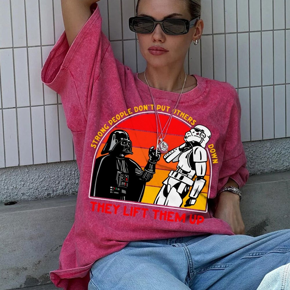 Strong People Graphic Vintage Distressed Washed T-shirt