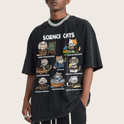 Science Cats Vintage Distressed T-shirt