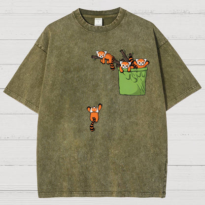 Pocket Red Panda Vintage Distressed T-shirt
