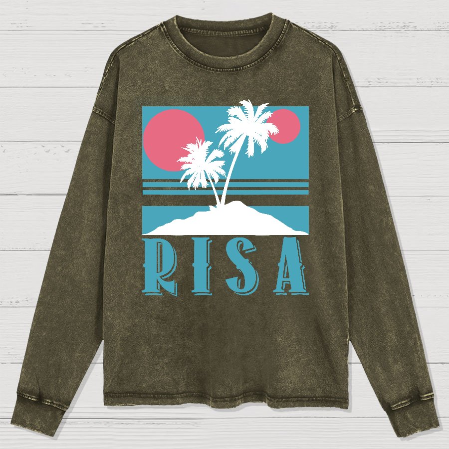Planet Oasis Vacation Washed Long Sleeve Tee