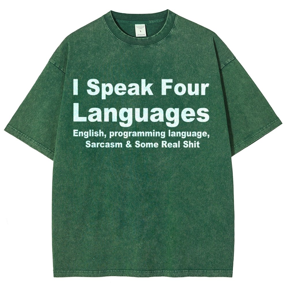 Speak Four Languages Vintage Distressed T-shirt