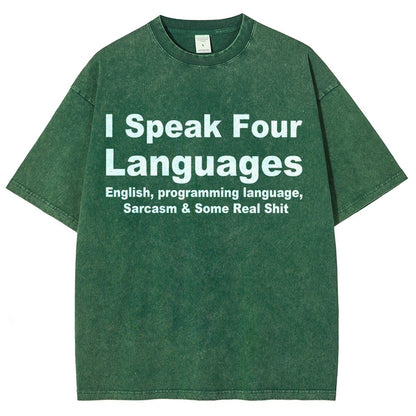 Speak Four Languages Vintage Distressed T-shirt