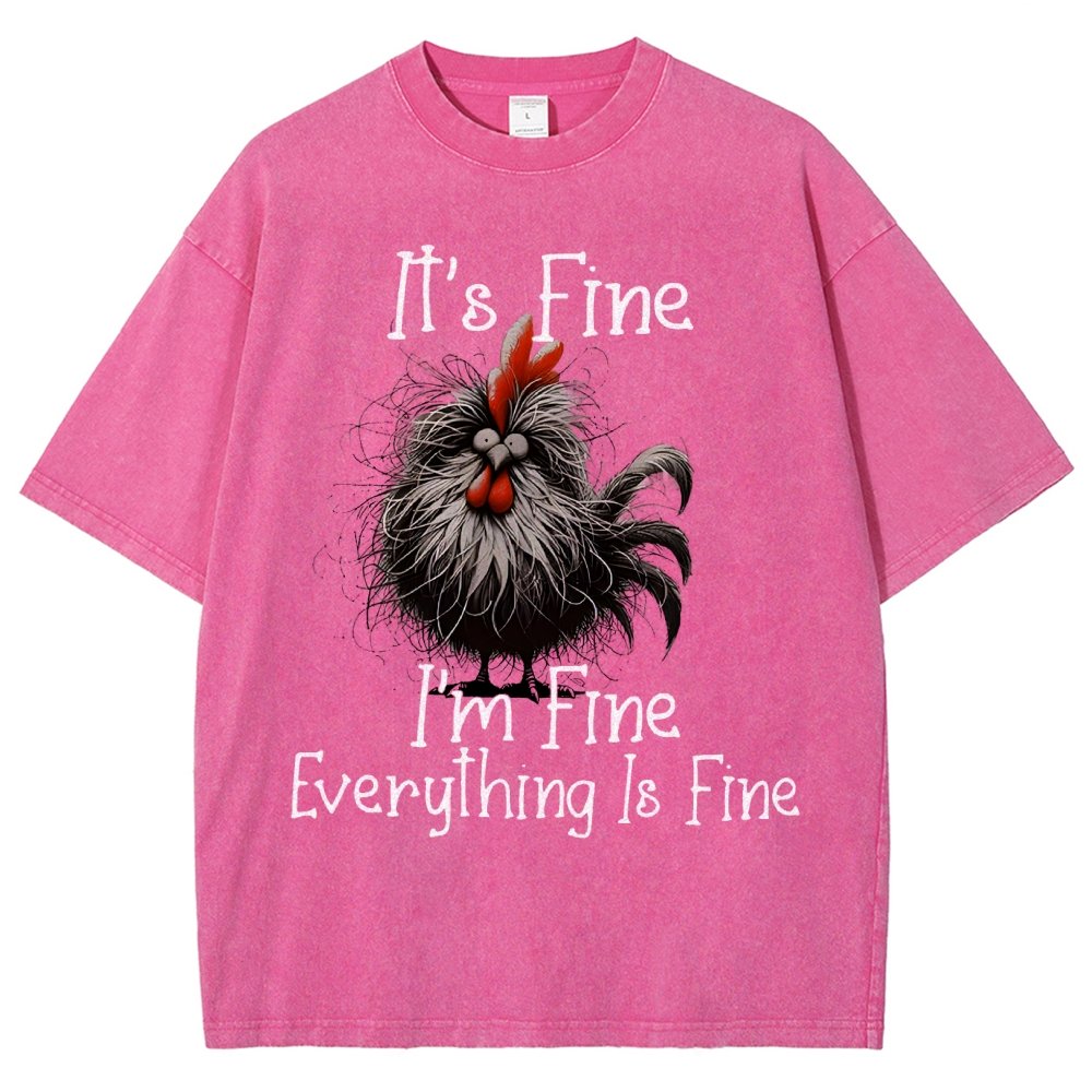 It's Fine，Funny Chick Vintage Distressed T-shirt