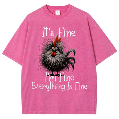 It's Fine，Funny Chick Vintage Distressed T-shirt