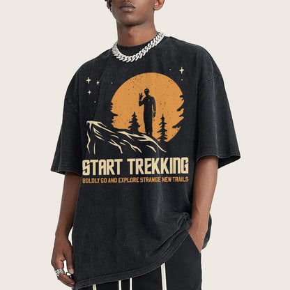 Start Trekking Boldly Go And Explore Uncharted New Trails Vintage Distressed T-shirt