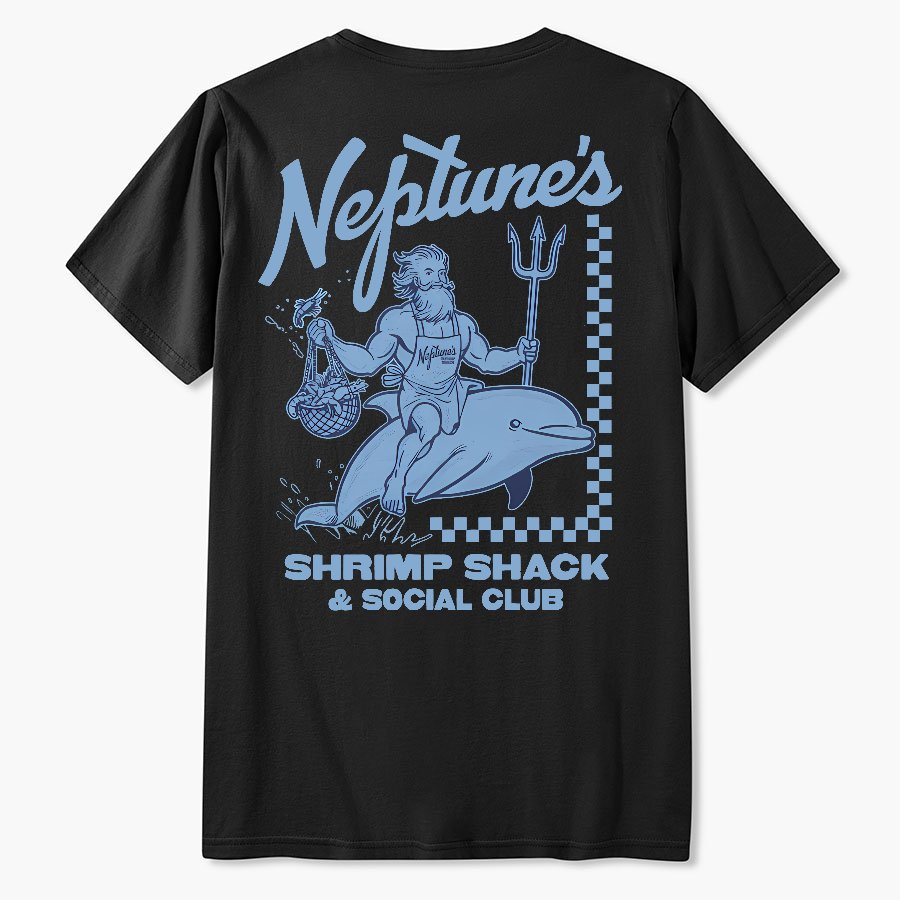 Neptune's Shrimp Shack Front And Back Printing Geek T-Shirt