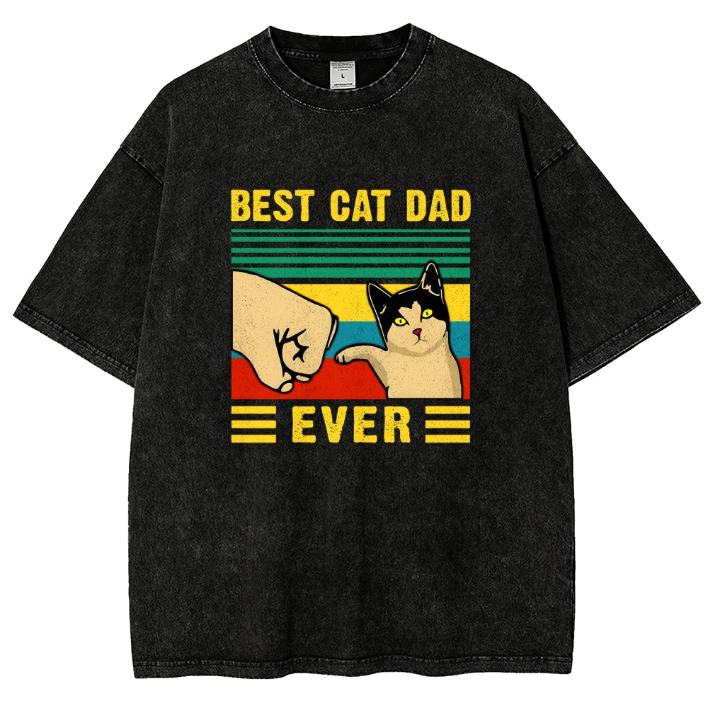 Best Cat Dad Fathers Day Funny Vintage Distressed T-shirt