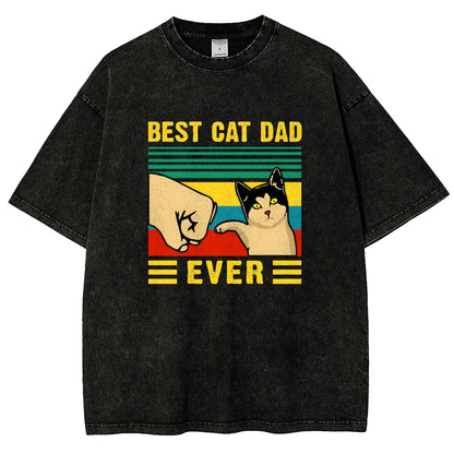 Best Cat Dad Fathers Day Funny Vintage Distressed T-shirt