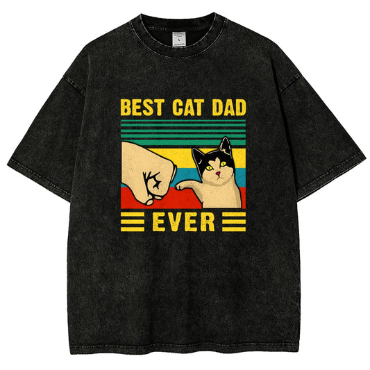 Best Cat Dad Fathers Day Funny Vintage Distressed T-shirt