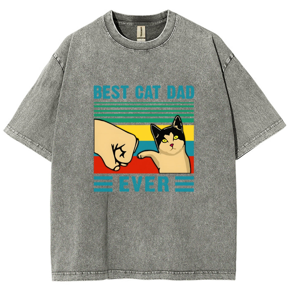 Best Cat Dad Fathers Day Funny Vintage Distressed T-shirt