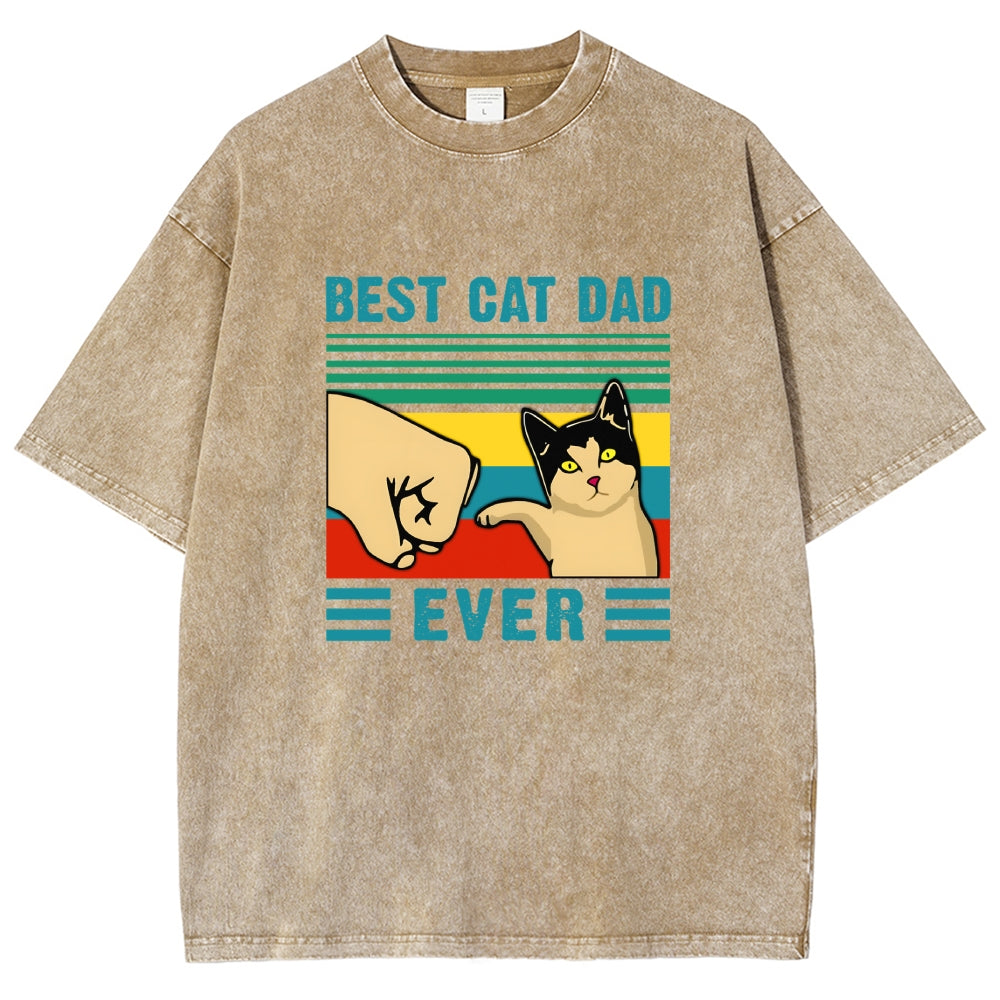 Best Cat Dad Fathers Day Funny Vintage Distressed T-shirt