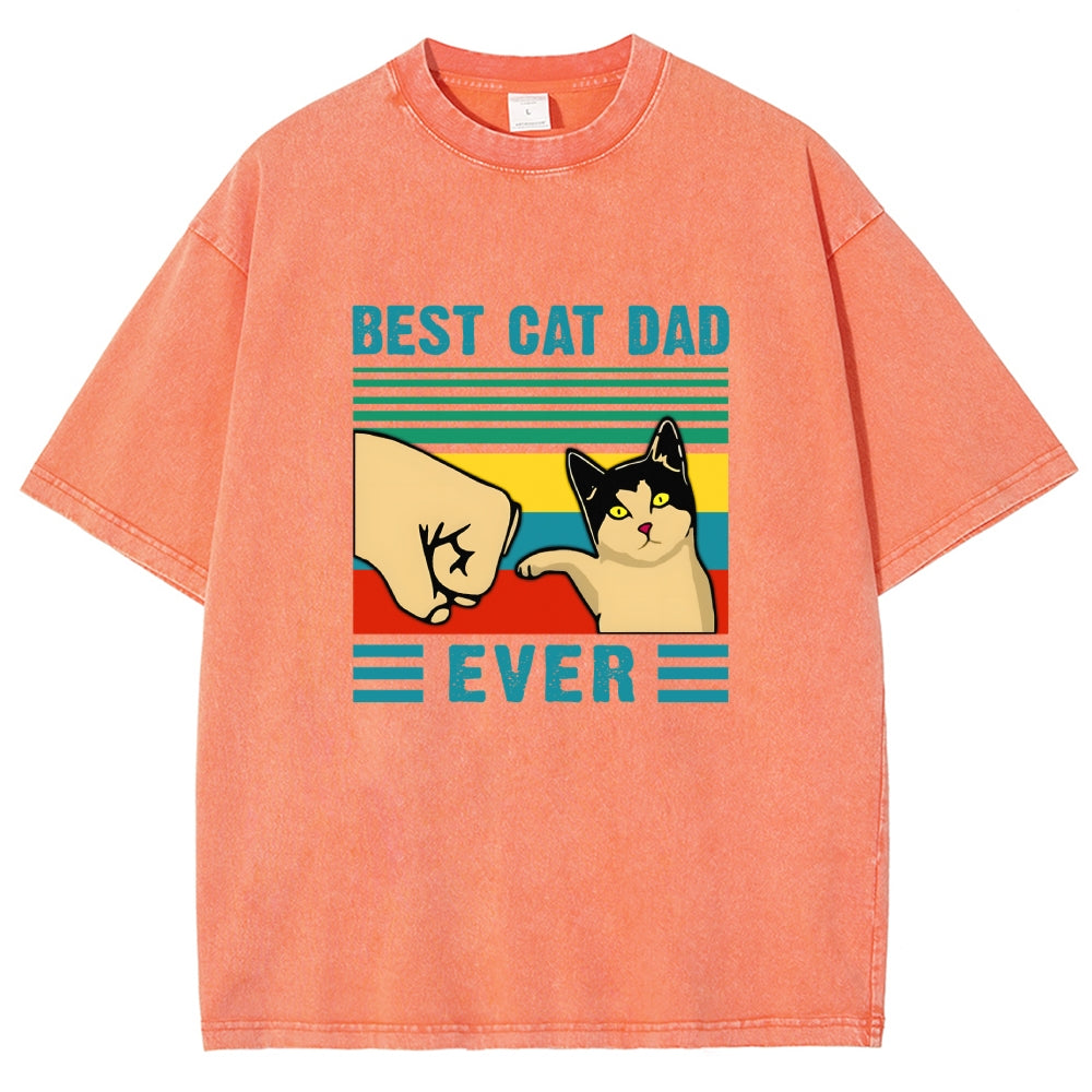 Best Cat Dad Fathers Day Funny Vintage Distressed T-shirt