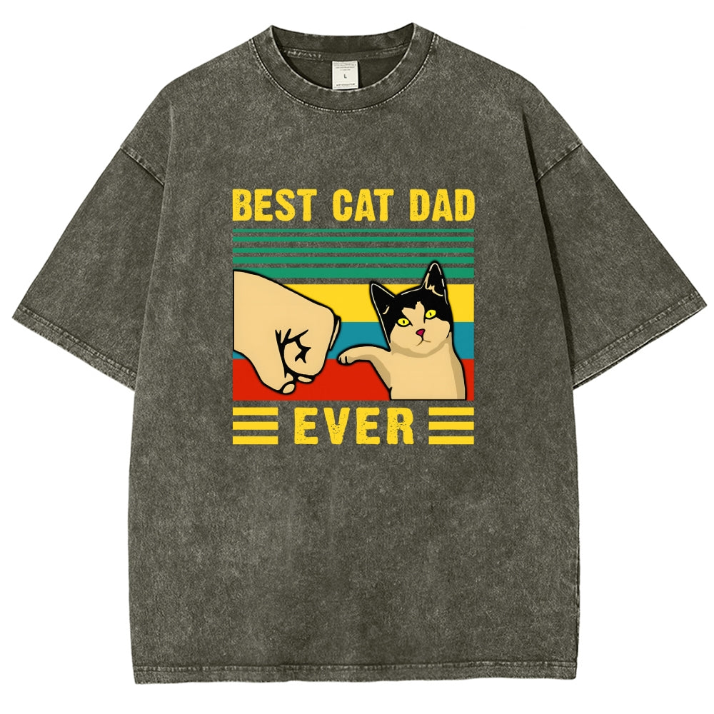 Best Cat Dad Fathers Day Funny Vintage Distressed T-shirt