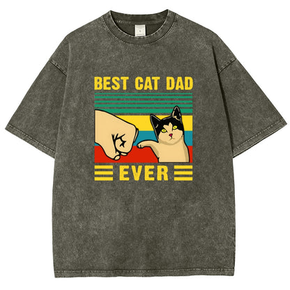 Best Cat Dad Fathers Day Funny Vintage Distressed T-shirt