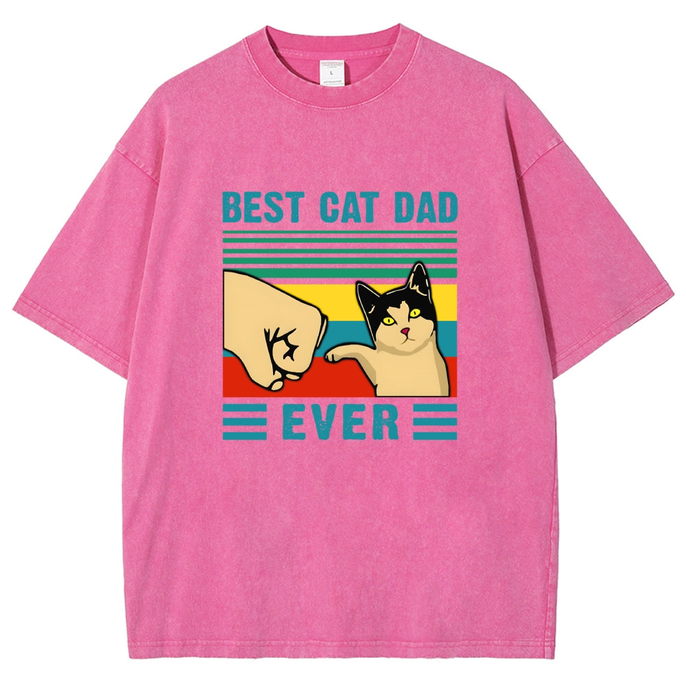 Best Cat Dad Fathers Day Funny Vintage Distressed T-shirt